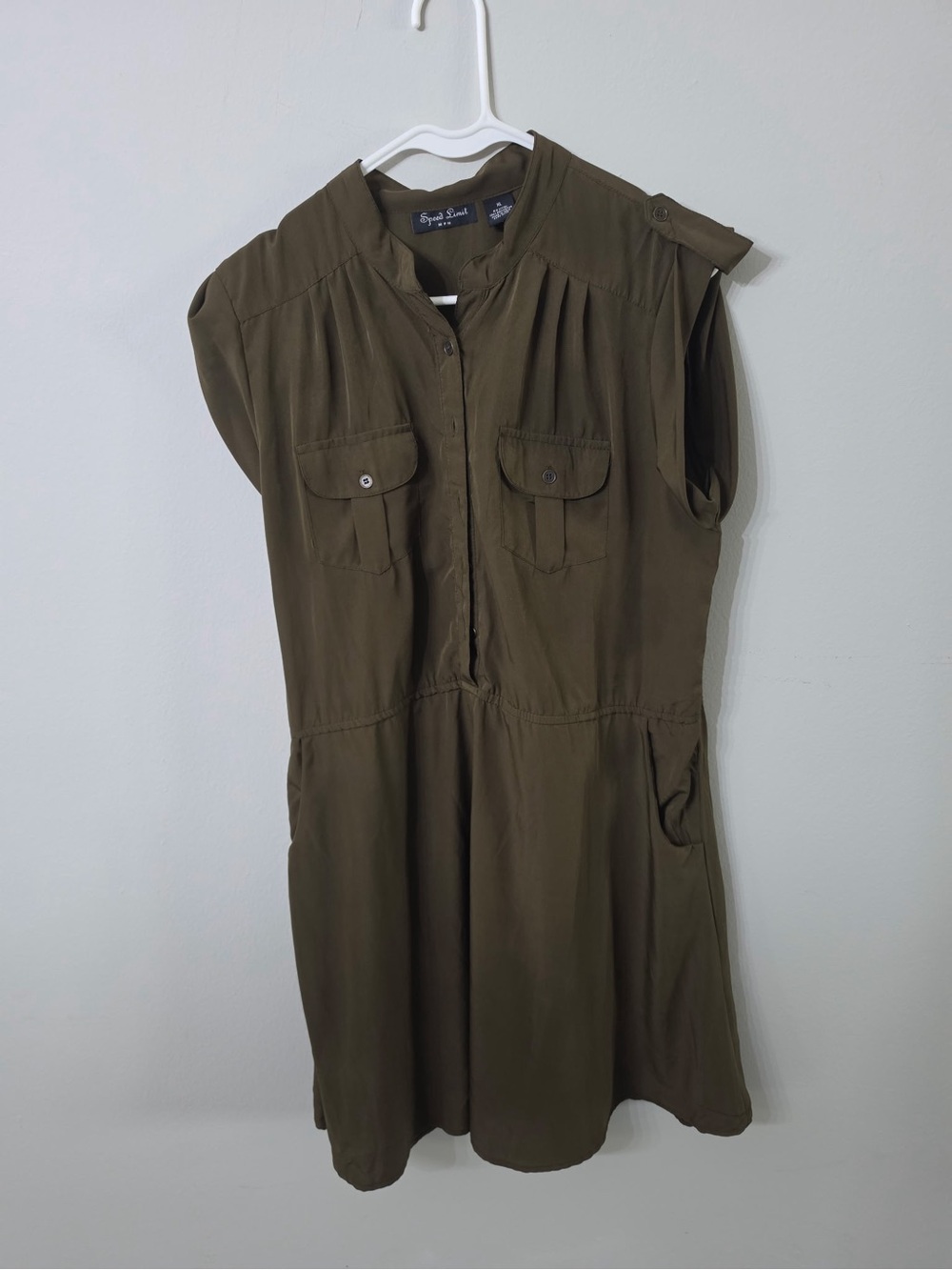 Women’s Speed Limit Olive Utility Shirt Dress Size XL